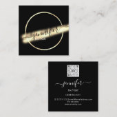 プロフェッショナルブティック金ゴールドブラックQRCODEロゴユニク スクエア名刺 (正面/裏面)