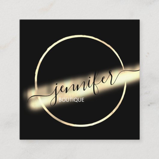 プロフェッショナルブティック金ゴールドブラックQRCODEロゴユニク スクエア名刺 (正面)