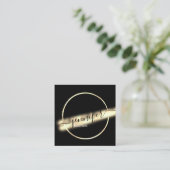 プロフェッショナルブティック金ゴールドブラックQRCODEロゴユニク スクエア名刺 (スタンド正面)