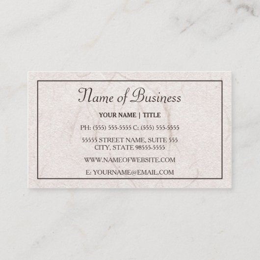 プロフェッショナルブラウン栄養シンプル紙 名刺 (裏面)