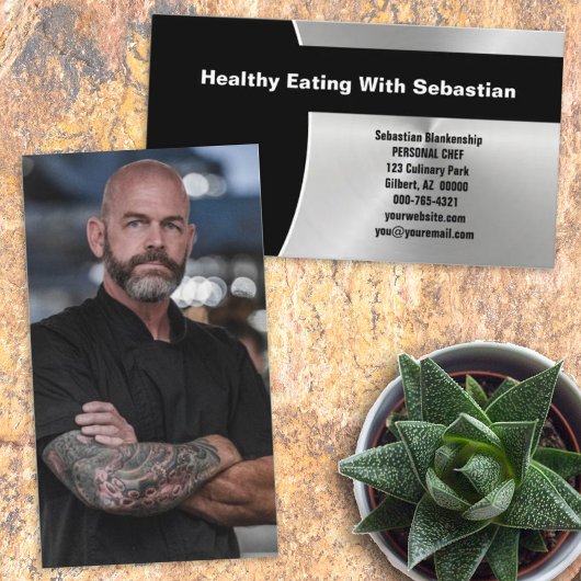 プロフェッショナルブラシ仕上げスチールカスタムフロントPHOTO BACK 名刺