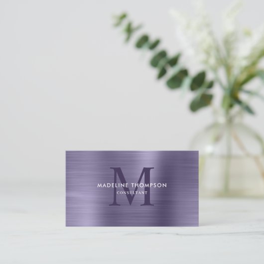 プロフェッショナルブラシ仕上げメタリックパープルモノグラム 名刺 (スタンド正面)