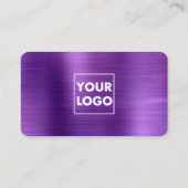 プロフェッショナルブラシ仕上げメタリックパープルロゴQRコード 名刺 (裏面)