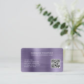 プロフェッショナルブラシ仕上げメタルラベンダーロゴQRコード 名刺 (スタンド正面)