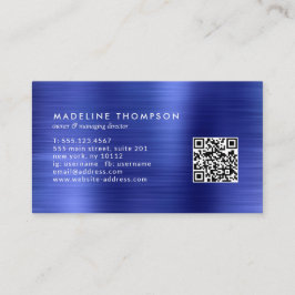 プロフェッショナルブラシ付きメタル王室のブルーQRコード 名刺