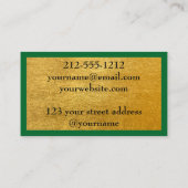 プロフェッショナルブラシ付き金ゴールドメタリックグリーン 名刺 (裏面)