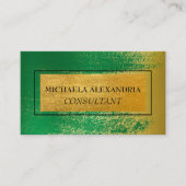 プロフェッショナルブラシ付き金ゴールドメタリックグリーン 名刺 (正面)