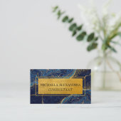 プロフェッショナルブラシ付き金ゴールドメタリックブルーマーブル 名刺 (スタンド正面)