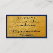 プロフェッショナルブラシ付き金ゴールドメタリックブルーマーブル 名刺 (裏面)