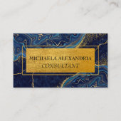 プロフェッショナルブラシ付き金ゴールドメタリックブルーマーブル 名刺 (正面)