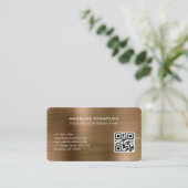 プロフェッショナルブラシ付き金属金ゴールドロゴQRコード 名刺 (スタンド正面)