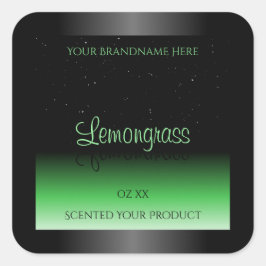 プロフェッショナルブラックおよびグリーン製品ラベルグリッター スクエアシール