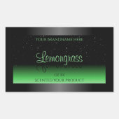 プロフェッショナルブラックおよびグリーン製品ラベルグリッター 長方形シール (正面)