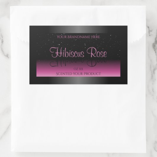 プロフェッショナルブラックおよびピンクの製品ラベルグリッター 長方形シール (バッグ)