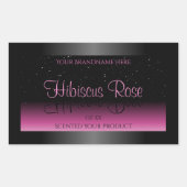 プロフェッショナルブラックおよびピンクの製品ラベルグリッター 長方形シール (正面)