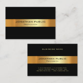 プロフェッショナルブラックおよび金ゴールドテンプレート モダン 名刺 (正面/裏面)