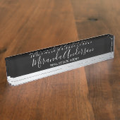 プロフェッショナルブラックとシルバー(スクリプト名) デスクネームプレート (側面)