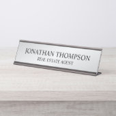 プロフェッショナルブラックとシルバー デスクネームプレート (正面)