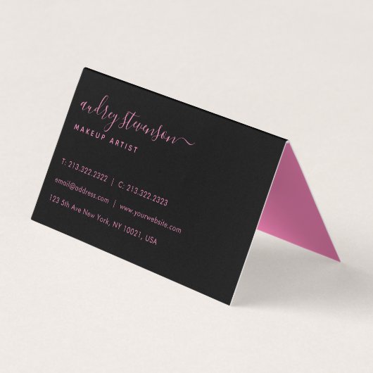 プロフェッショナルブラックとピンクのシグネチャー6枚 名刺 (裏面)