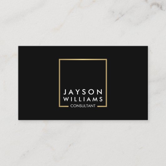 プロフェッショナルブラックとフェイク金ゴールドスクエアロゴII 名刺 (正面)