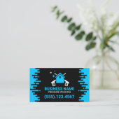 プロフェッショナルブラックとブルーの圧力洗浄 名刺 (スタンド正面)
