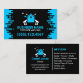 プロフェッショナルブラックとブルーの圧力洗浄 名刺 (正面/裏面)