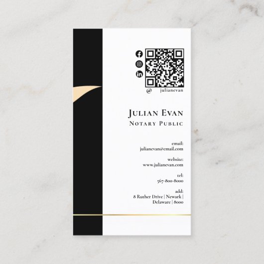プロフェッショナルブラックと金ゴールドクイル公証人 名刺 (裏面)