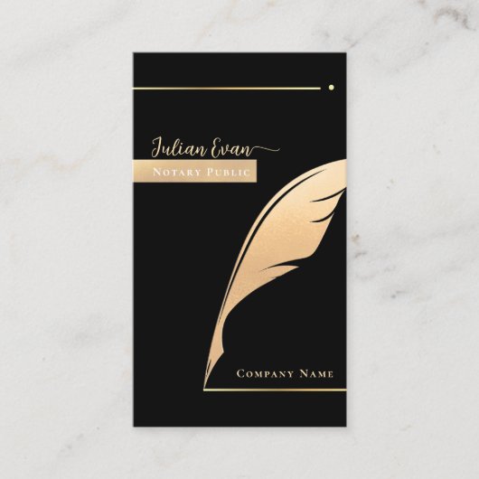 プロフェッショナルブラックと金ゴールドクイル公証人 名刺 (正面)