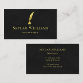 プロフェッショナルブラックと金ゴールドレザー公証人 名刺 (正面/裏面)