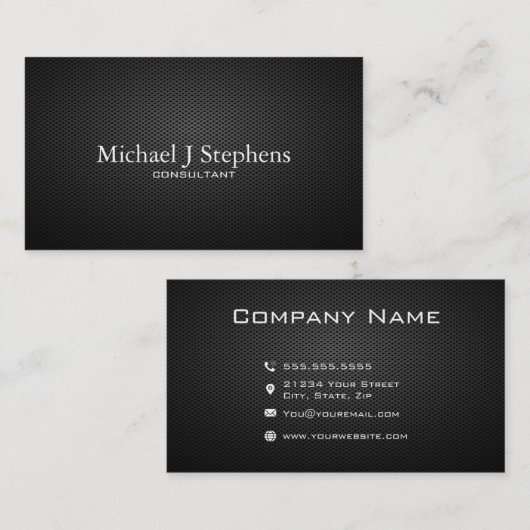 プロフェッショナルブラックのミニマル連絡スアイコン 名刺 (正面/裏面)