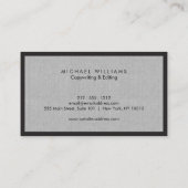 プロフェッショナルブラックアンドグレーリネン名刺 名刺 (裏面)