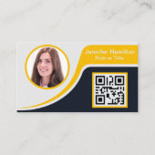 プロフェッショナルブラックイエロー追加ロゴQRビジネス 名刺 (正面)