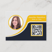 プロフェッショナルブラックイエロー追加ロゴQRビジネス 名刺 (正面)