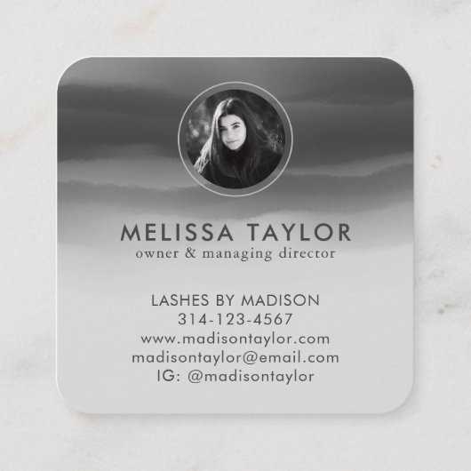 プロフェッショナルブラックインク抽象芸術署名写真 スクエア名刺 (裏面)