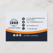 プロフェッショナルブラックオレンジあなたのロゴを追加QRビジネス 名刺 (裏面)