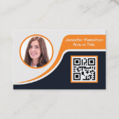 プロフェッショナルブラックオレンジあなたのロゴQRを追加 名刺 (正面)