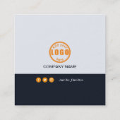 プロフェッショナルブラックオレンジあなたのロゴQRコードを追加 スクエア名刺 (裏面)