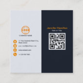 プロフェッショナルブラックオレンジあなたのロゴQRコードを追加 スクエア名刺 (正面)