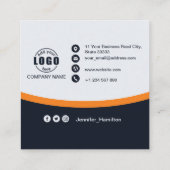 プロフェッショナルブラックオレンジあなたのロゴQRコードを追加 スクエア名刺 (裏面)