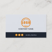 プロフェッショナルブラックオレンジあなたのロゴQRコードを追加 名刺 (裏面)