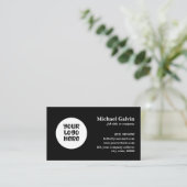 プロフェッショナルブラックカスタムビジネスロゴQRコード 名刺 (スタンド正面)