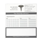 プロフェッショナルブラックカドゥセウス医療アポイントメント ノートパッド (正面)