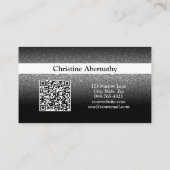 プロフェッショナルブラックグリッターグラデーションミニマルQR 名刺 (裏面)