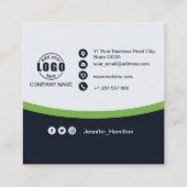 プロフェッショナルブラックグリーン追加ロゴQRコード スクエア名刺 (裏面)