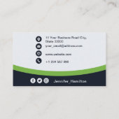 プロフェッショナルブラックグリーン追加ロゴQRコード 名刺 (裏面)