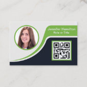 プロフェッショナルブラックグリーン追加ロゴQRコード 名刺 (正面)