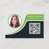 プロフェッショナルブラックグリーン追加ロゴQRコード 名刺 (正面)