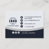 プロフェッショナルブラックグレーあなたのロゴを追加QRビジネス 名刺 (裏面)