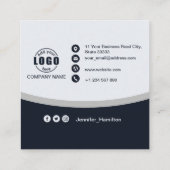 プロフェッショナルブラックグレーあなたのロゴQRコードを追加 スクエア名刺 (裏面)