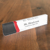 プロフェッショナルブラックグレーアンドレッド先生 デスクネームプレート (側面)